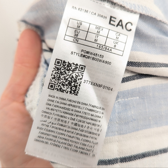 Guess Striped Linen Pants Blue Size Medium - Picture 6 of 9